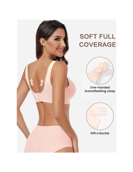 Sostén de Lactancia Inalámbrico Rosa Mediano para Mujeres