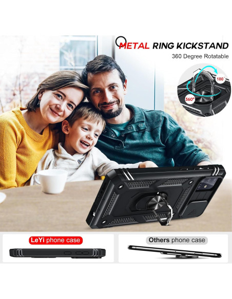 Funda LeYi para Samsung Galaxy A51 Negra con Soporte y 2 Protectores Funda LeYi para Samsung Galaxy A51 Negra con Soporte y 2 Protectores