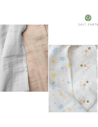 Manta de Envolver para Bebé Salt Earth 4 Unidades Algodón Orgánico