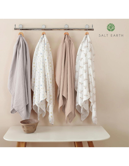 Manta de Envolver para Bebé Salt Earth 4 Unidades Algodón Orgánico