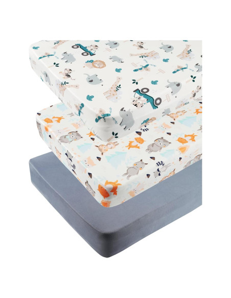 Juego de Sábanas Ajustables Tontukatu 3 Piezas para Cuna 61x97cm
