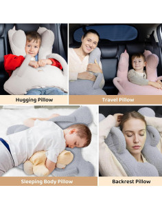 Almohada de Viaje Ergonómica FLORICH Gris para Adultos y Niños 2