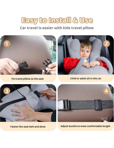 Almohada de Viaje Ergonómica FLORICH Gris para Adultos y Niños