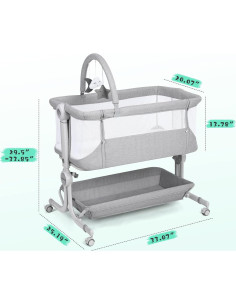 Cuna de Bebé Cowiewie Plegable con Ruedas y Cesta Almacenamiento 2