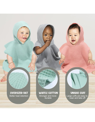 3 Toallas Poncho con Capucha SmoothNovelty Algodón 55x60cm