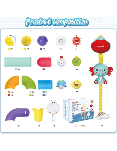 Juguetes de baño Jetbotell para bebés con elefante y animales