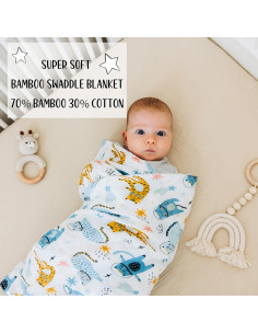 Manta de Muselina para Bebé Roo y Bear 120x120 cm 2 Pzas Gatos Espaciales 2