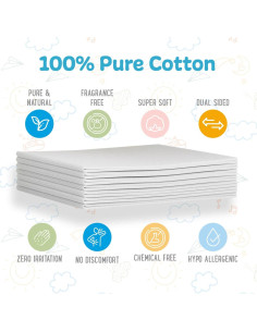 Toallitas Desechables de Algodón Peekapoo - 50 Unidades, Biodegradables, Suaves y Hipoalergénicas 2