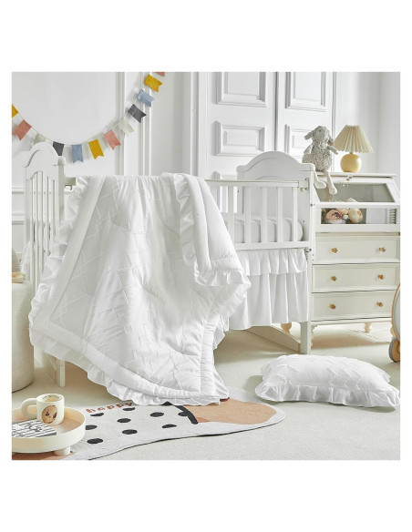 Conjunto de Ropa de Cuna AIKASY 4 Piezas Blanco Acolchado