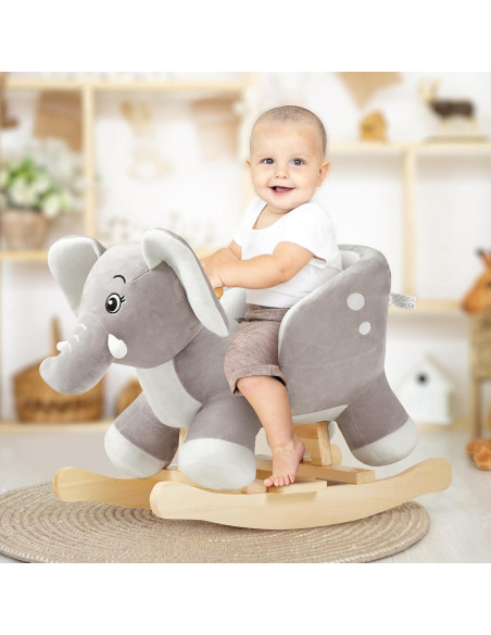 Caballo Balancín Elefante FUNLIO Gris para Bebés 6 Meses a 3 Años