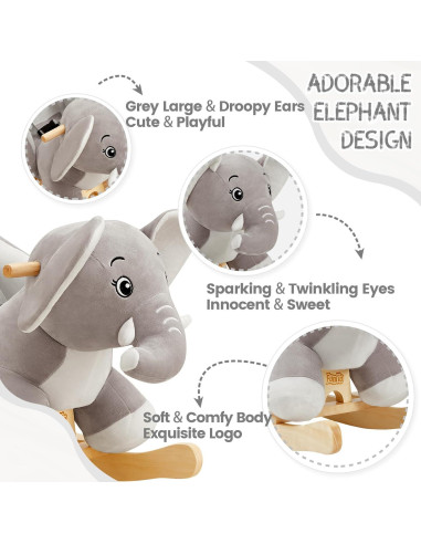 Caballo Balancín Elefante FUNLIO Gris para Bebés 6 Meses a 3 Años