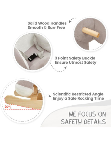 Caballo Balancín Elefante FUNLIO Gris para Bebés 6 Meses a 3 Años