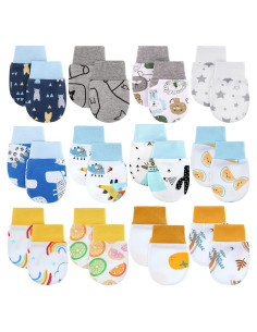 12 Pares Mitones Bebé Recién Nacido Geyoga Multicolor 0-6 Meses