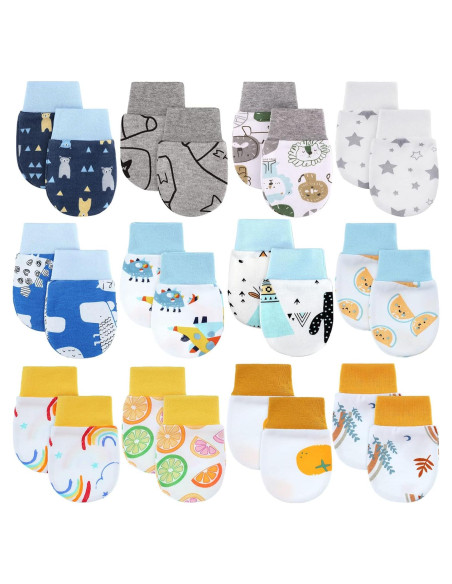 12 Pares Mitones Bebé Recién Nacido Geyoga Multicolor 0-6 Meses