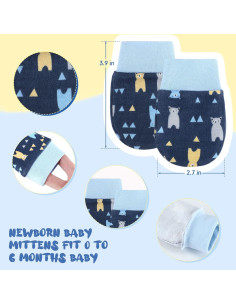 12 Pares Mitones Bebé Recién Nacido Geyoga Multicolor 0-6 Meses 2