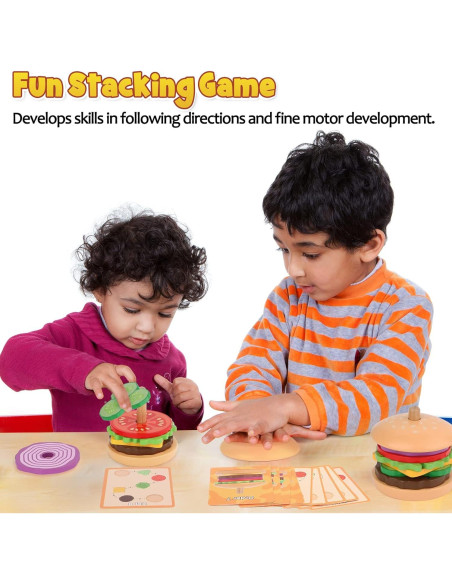 Juguete Montessori Aizweb Apilable de Hamburguesas de Madera 300g Juguete Montessori Aizweb Apilable de Hamburguesas de Madera 300g