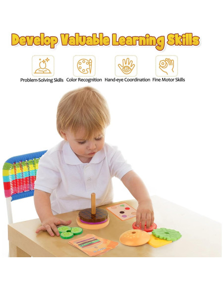 Juguete Montessori Aizweb Apilable de Hamburguesas de Madera 300g Juguete Montessori Aizweb Apilable de Hamburguesas de Madera 300g