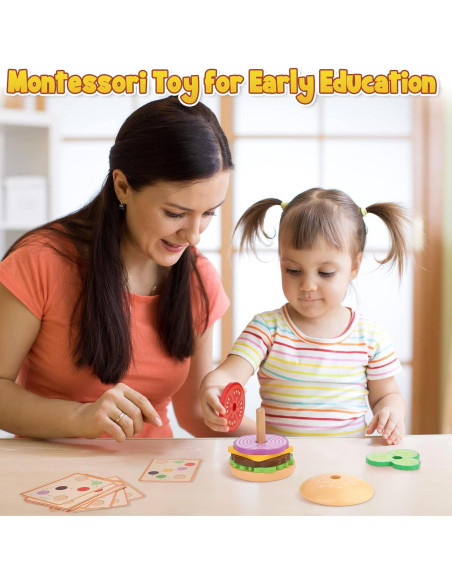 Juguete Montessori Aizweb Apilable de Hamburguesas de Madera 300g Juguete Montessori Aizweb Apilable de Hamburguesas de Madera 300g