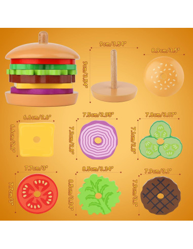 Juguete Montessori Aizweb Apilable de Hamburguesas de Madera 300g