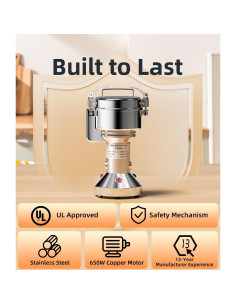 Molino de Granos Eléctrico HORUS 150g Acero Inoxidable 2