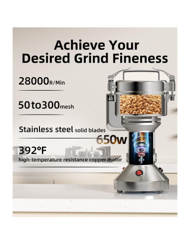 Molino de Granos Eléctrico HORUS 150g Acero Inoxidable