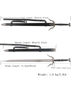 Espada de dos manos Ziqing de acero inoxidable 107 cm para cosplay 2