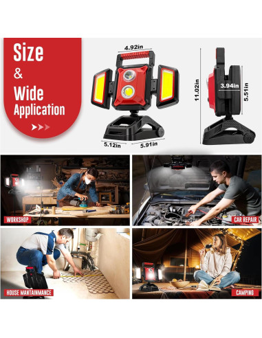 Luz de Trabajo Recargable SYLSTAR 40W 4000LM 5 Modos Plegable