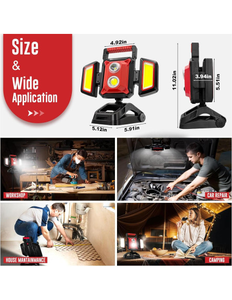 Luz de Trabajo Recargable SYLSTAR 40W 4000LM 5 Modos Plegable