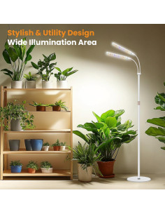 Luz de Crecimiento para Plantas Kullsinss 2 Cabezas Espectro Completo 2