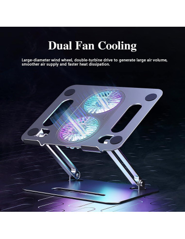 Soporte de Laptop Ajustable Eiyikof con Ventilador - Gris