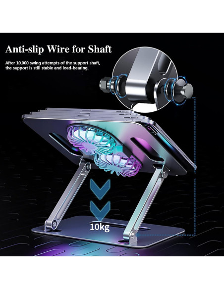 Soporte de Laptop Ajustable Eiyikof con Ventilador - Gris