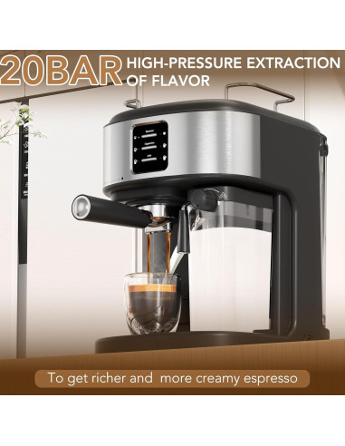 COWSAR Máquina de Espresso 20 Bar con Espumador Automático 1.68L