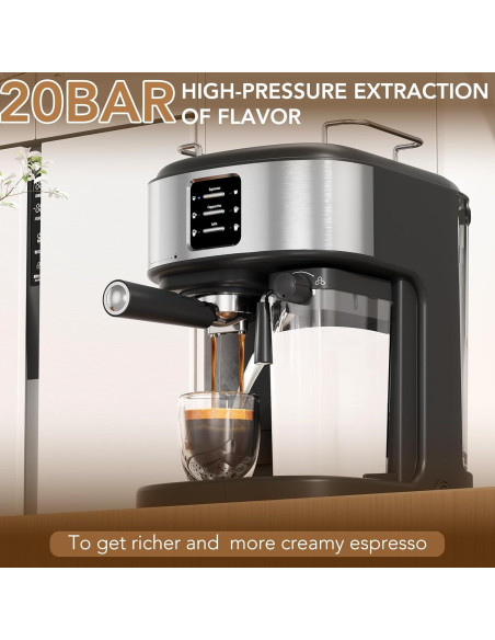COWSAR Máquina de Espresso 20 Bar con Espumador Automático 1.68L