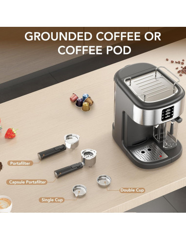 COWSAR Máquina de Espresso 20 Bar con Espumador Automático 1.68L