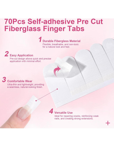 70 Piezas Envoltura de Uñas de Fibra de Vidrio KAZI