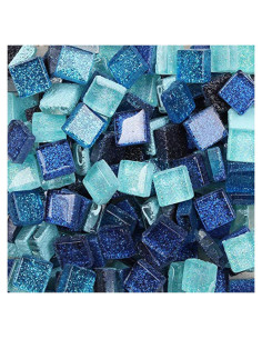 Azulejos de mosaico de vidrio Esweny 200g 1x1cm color azul