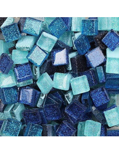 Azulejos de mosaico de vidrio Esweny 200g 1x1cm color azul 2
