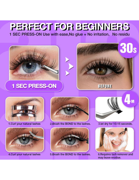 Pestañas Autoadhesivas AILAISHI NG61-2 10-18mm 100pcs D Curl