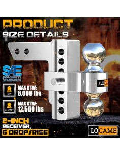 Enganche de Remolque Ajustable LOCAME 6" Aluminio 5,670 kg 2