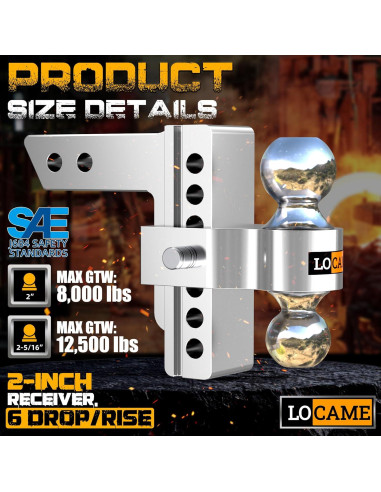 Enganche de Remolque Ajustable LOCAME 6" Aluminio 5,670 kg