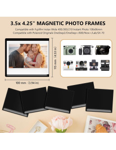 Paquete de 5 Marcos de Fotos Magnéticos HIYQIN para Instax Wide 2