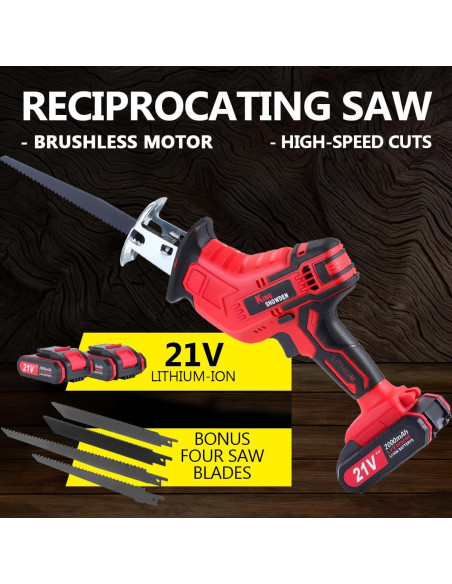 Sierra Recíproca Inalámbrica Drytuns 21V 3000RPM 4 Cuchillas