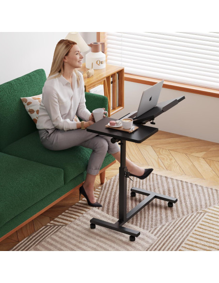 Mesa Sobre la Cama Ajustable JXINONT con Ruedas - Negro Mesa Sobre la Cama Ajustable JXINONT con Ruedas - Negro