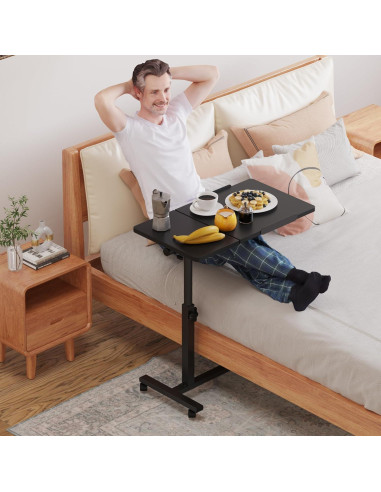 Mesa Sobre la Cama Ajustable JXINONT con Ruedas - Negro