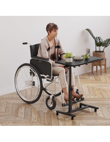 Mesa Sobre la Cama Ajustable JXINONT con Ruedas - Negro