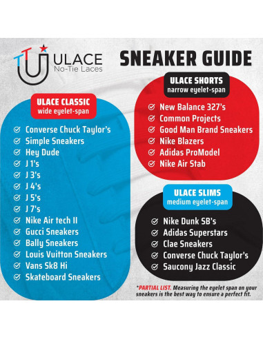 Cintas Elásticas Sin Nudos uLace Clásico - 14 Unidades