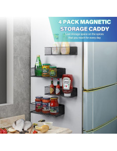 Estante Magnético para Especias CherHome - Paquete de 4, Negro 2