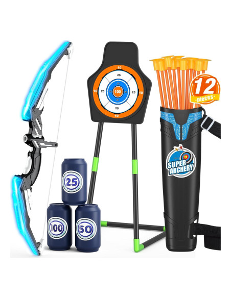 Set de Arco y Flecha HYES con Luz LED y 12 Flechas de Ventosa