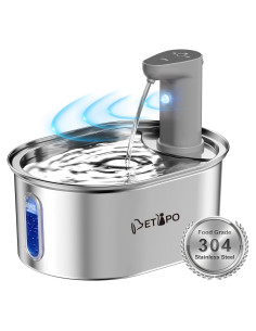 Fuente de Agua Inalámbrica Petlipo para Gatos 3.2L Acero Inoxidable