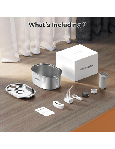 Fuente de Agua Inalámbrica Petlipo para Gatos 3.2L Acero Inoxidable